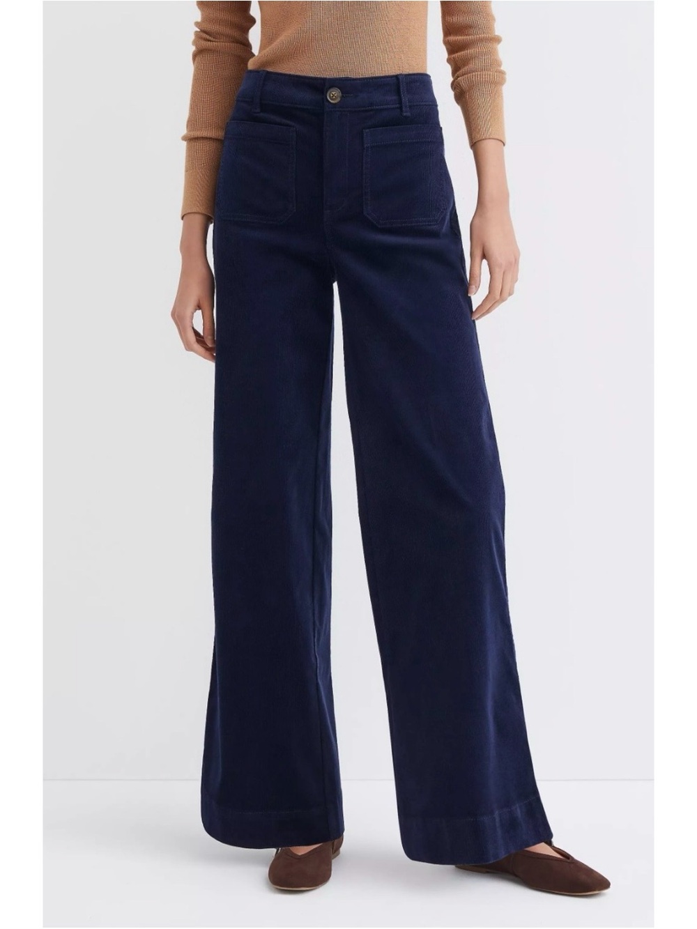 LOFT Palmer Wide Leg Navy Blue Corduroy Pants